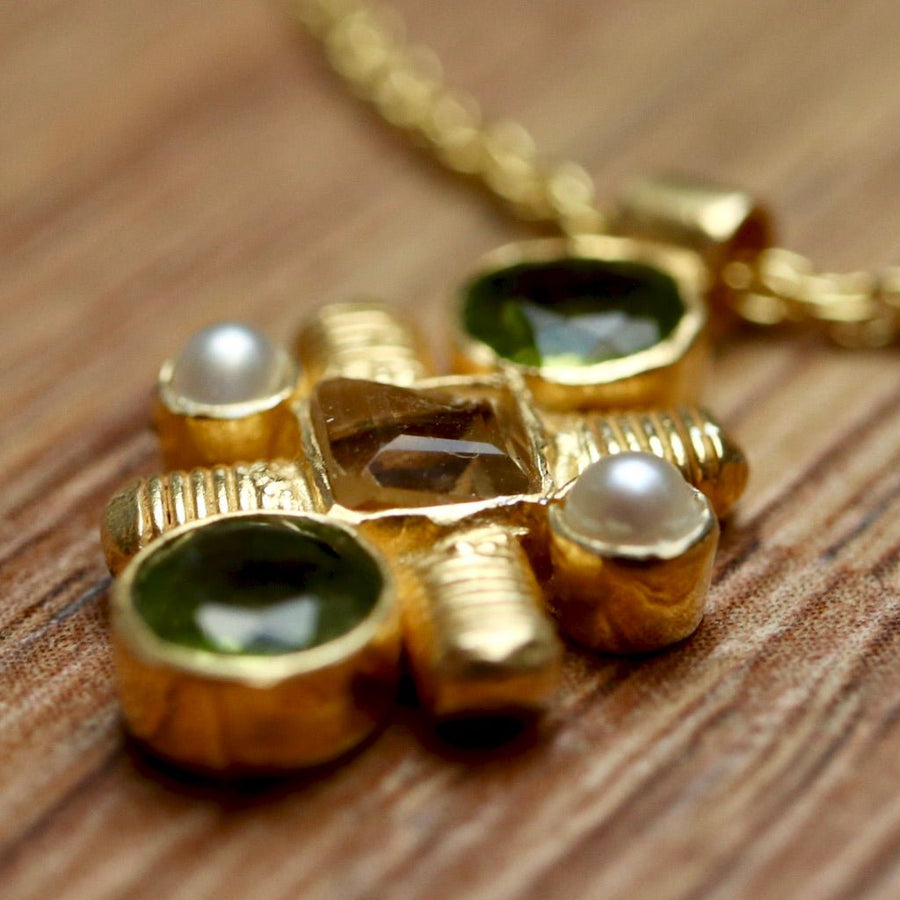 jenny lind peridot citrine and pearl necklace
